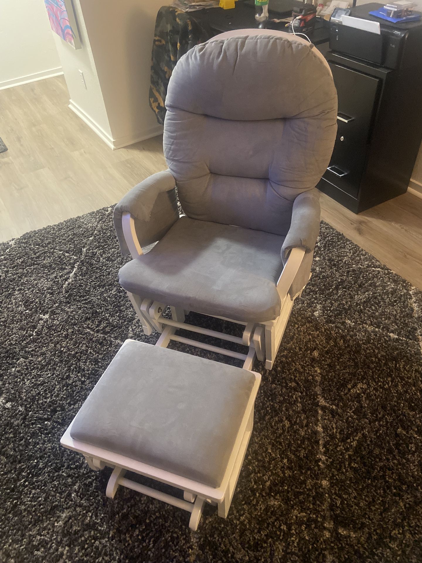 Light Gray Cushion Glider and Ottoman Set