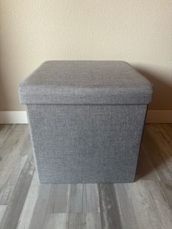 Gray Fabric Storage Ottoman Cube 16x16x16 Folding Footrest Stool with Lid