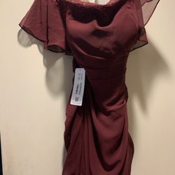 Azazie Long Red Cabernet Formal Bridesmaid Dress