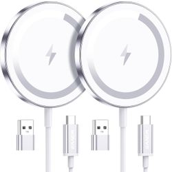 Brand New, 2 Pack Magnetic iPhone Wireless Charger – 15W Fast Charging Pad
