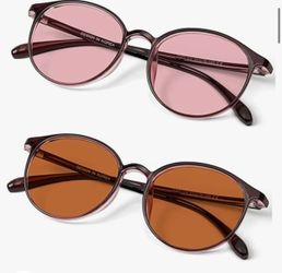 Indoor FL-41 Rose & Outdoor FL-60 Brown Tinted Migraine Light Sensitivity Glasses for Fluorescent LED Glare, Photophobia and Computer Usage