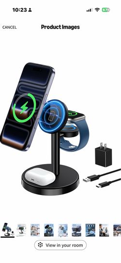 3 in 1 Fast Wireless Charging Station for Apple, 15W Strong Magnetic Charging Stand Compatible with MagSafe Charger for iPhone 17 16 15 14 13 12 Apple