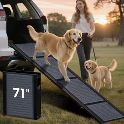 Brand New in box 71” Extra Wide Folding Dog Car Ramp – Holds Up to 250 lbs
