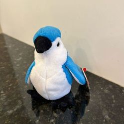 Ty Rocket The Blue Jay Bird Beanie Baby Plush 6” Stuffed Animal Toy 