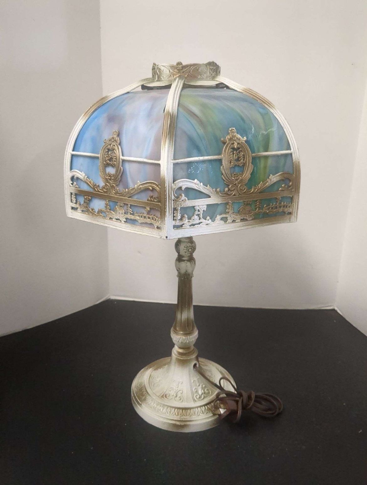 Vintage Slag Glass Lamp