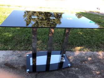 Chrome/ black glass pub table