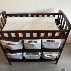 Changing Table With Storage And Changing Pad