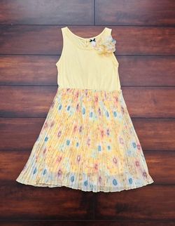 Little Girls Clothes Yellow Floral Pleated Dress Size 10 Fits Size 8-9 Best