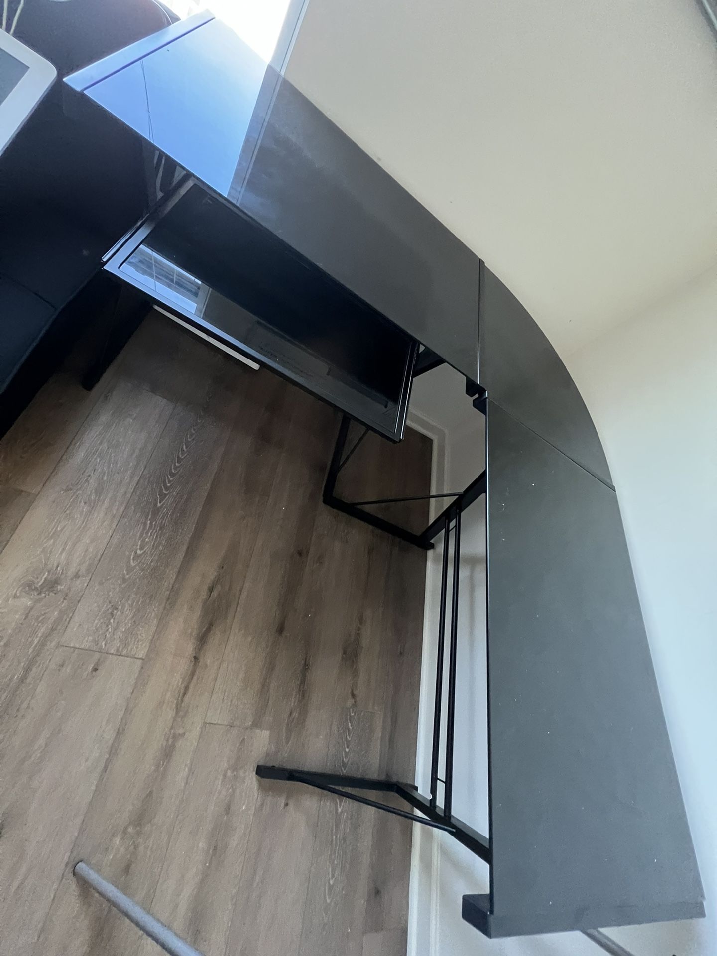 Black Glass And Aluminum Desk