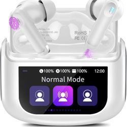 Wireless Earbuds, Bluetooth 5.4 Headphones with Multifunctional Touch Screen, 48H Bass Stereo Ear buds with ANC/ENC Noise Cancelling/Transparency mode