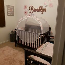 Pink Baby Girl Crib Tent - Stops Climbing Babies From Falling 