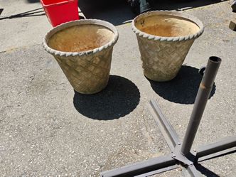 Two large fiberglass pots