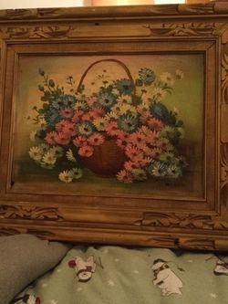 Basket Of Flowers On Canvas Artist Name Weber