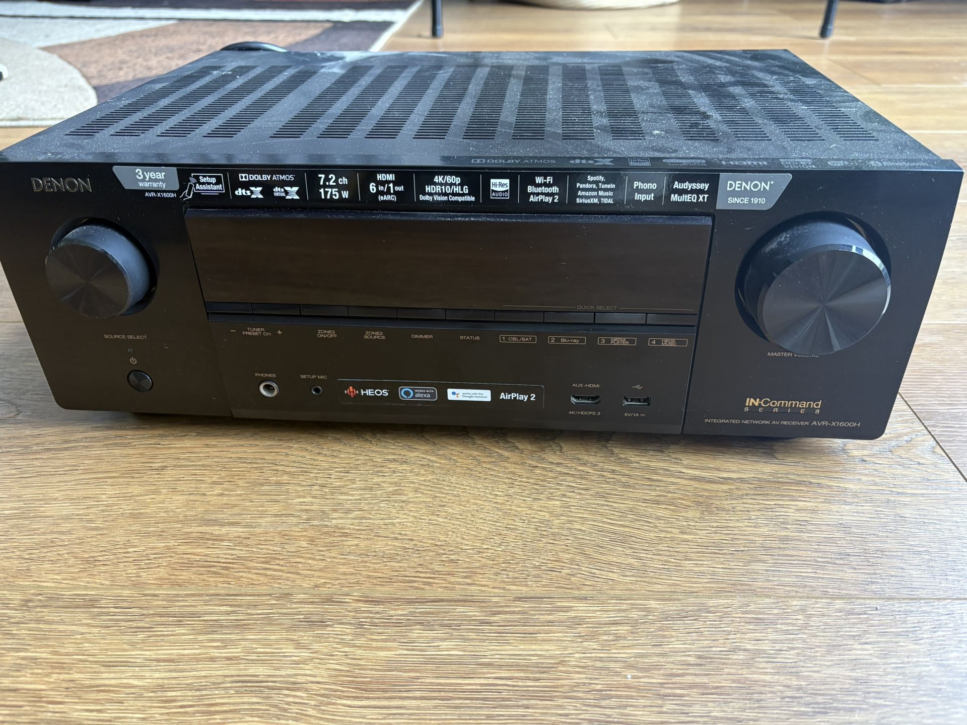 Denon AVR-X1600H 7.2 Channel 4K Ultra HD AV Receiver