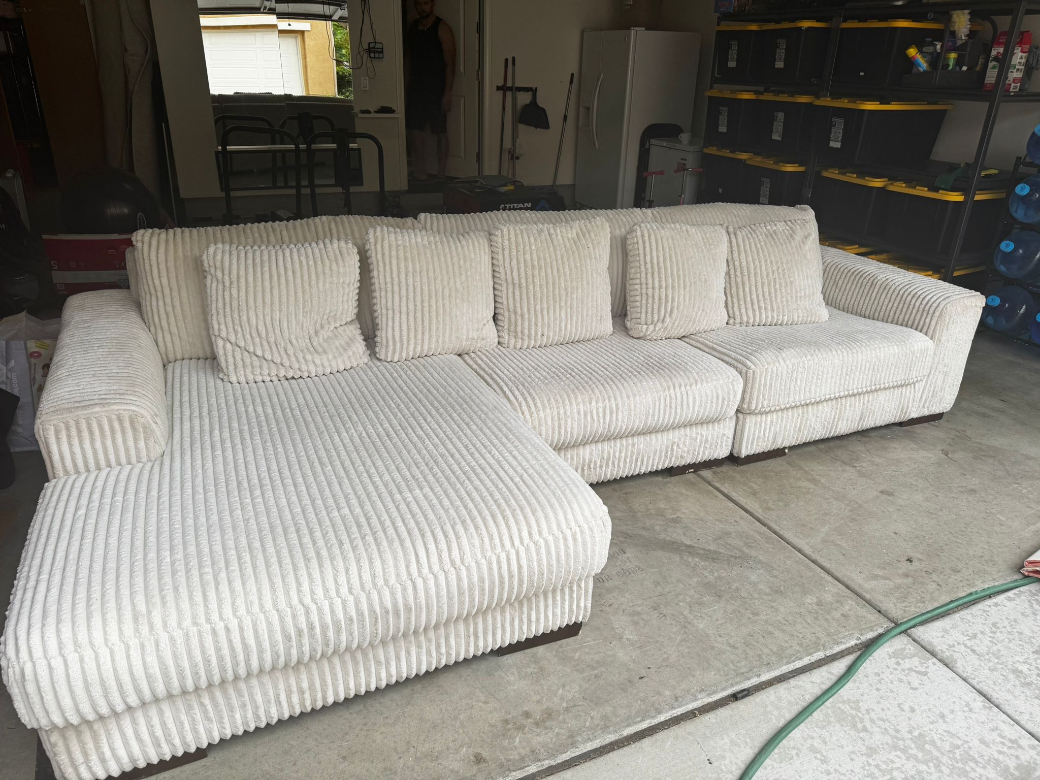 LUXURIOUS IVORY 3 PIECE MODULAR SOFA WITH CHAISE - LAF