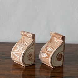 Vintage Duel Tone Ceramic Book Ends 