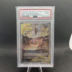 Pokémon TCG Espeon & Deoxys GX SM240 Black Star Promo Holo Card PSA 9