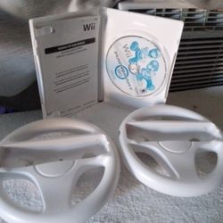 Mario Kart Wii w/ 2 Wii Steering Wheels 