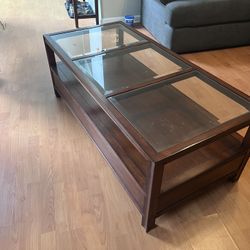 Solid Wood Glass Top Coffee Table
