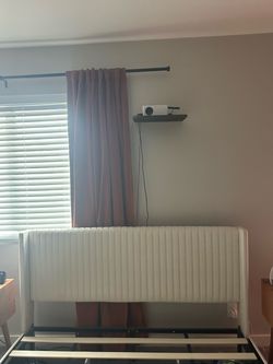 White Upholstered Bed Frame with Slatted Base