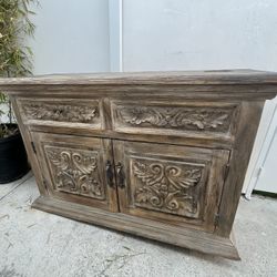 Rustic Carved Console 