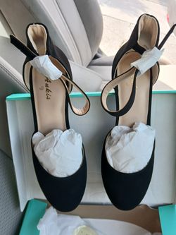 Woman's Ankis Black Suede Platform Chunky Hills