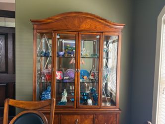Wood China Cabinet with Glass Doors