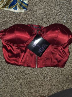 New Women’s Burgundy Satin Bustier Top Size S