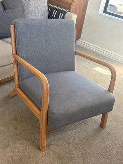 Mid-Century Modern Wood Frame Accent Chair - Gray