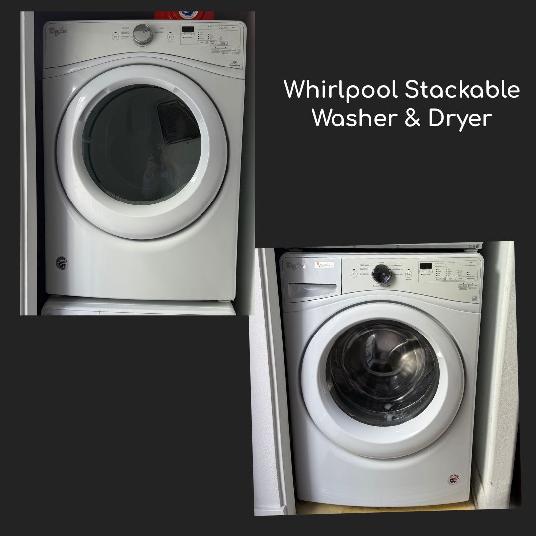 Whirlpool Stackable Washer & Dryer – $350