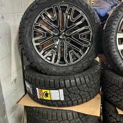 22” Black And Milled Replica Wheels Rims Tires