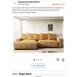 Yellow Corduroy Sectional MUST GO