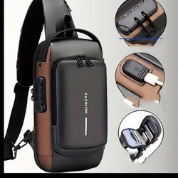 Men's Anti-Theft Chest Bag with USB Charging Port - Stylish Motorcycle & Leisure Sports Crossbody, Durable Oxford Fabric, Adjustable Shoulder Strap, D
