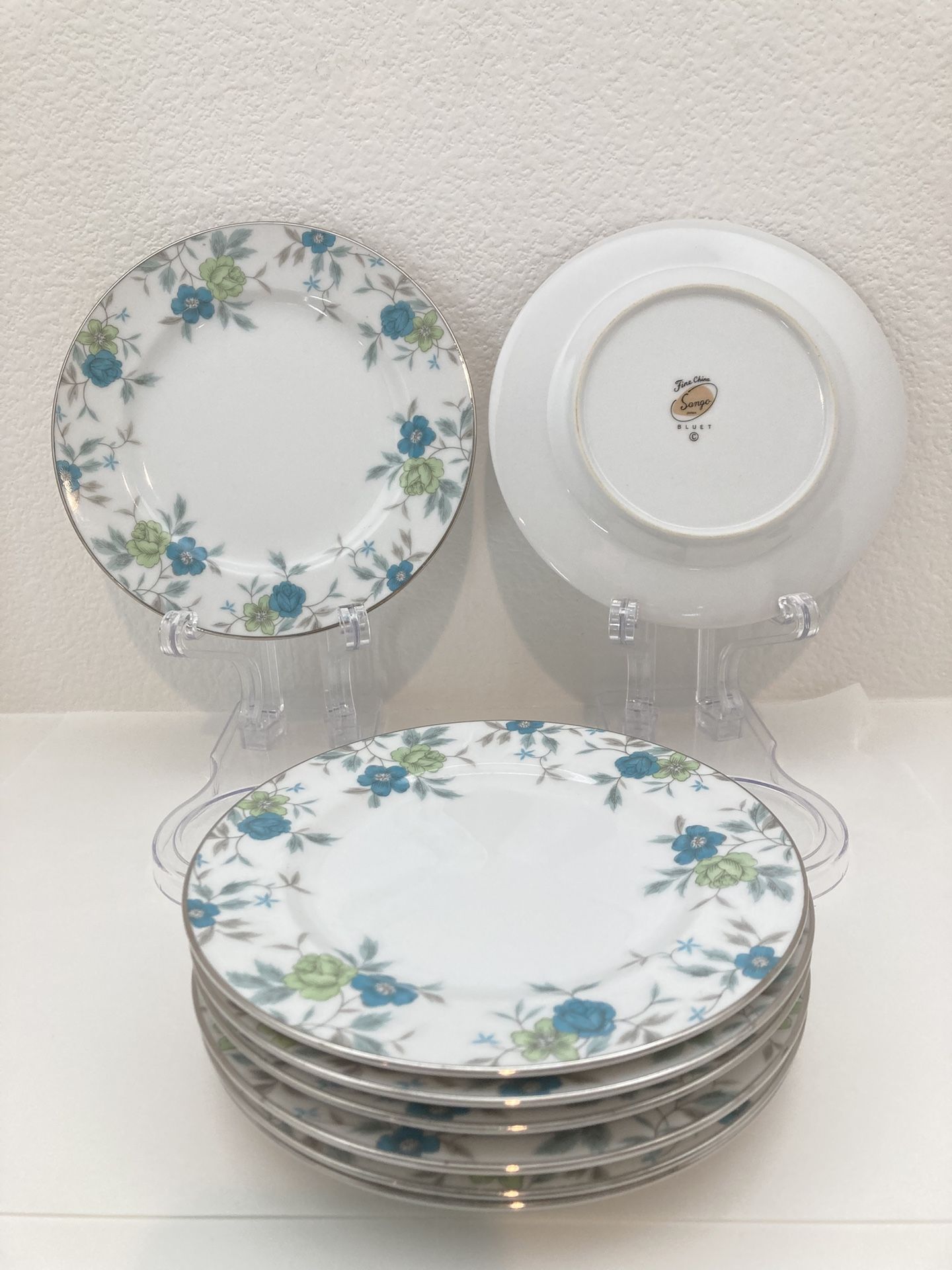 8 Fine China Sango Japan Bluet Plates 6 5/8”