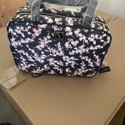 VS New Makeup Bag Color Black W/ Pink Blossoms