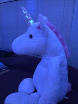 Giant White Unicorn With Pink Trim