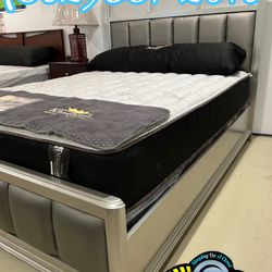 Queen Bed Frame With Mattress Cama Nueva Bonita Colchon 