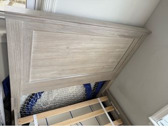 Potter Barn twin bed + matress, grey