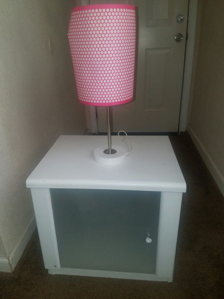 Bedside table with lamp