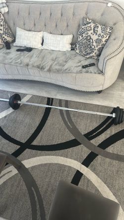 7FT Olympic barbell (45lbs) with 35lbs of weights with box