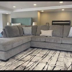 Financing Available🤑 L Shaped Long Contemporary Light Gray Sectional / Couch☄️ Fast Delivery ⚡️ Brand New💯 Sofa | Living Room ✅