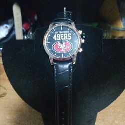 San Fransisco 49er Waterproof Watch Black Leather Band New