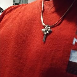 RCG sterling silver Cross Pendant With 10k+12k Yellow + Rose Gold laid on top