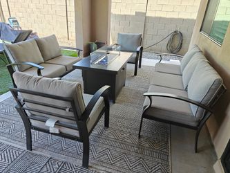 Aluminum Patio Furniture Set with Fire Pit Table