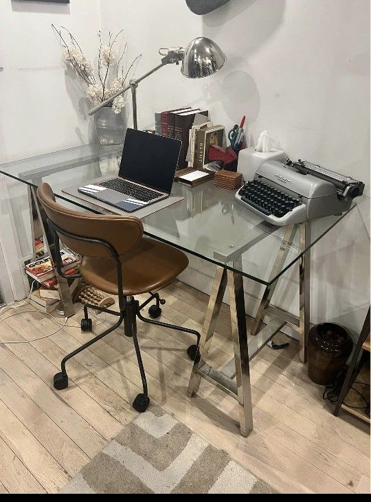 Modern Solid West Elm Glass Desk