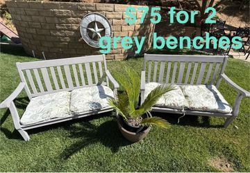Grey benches wood