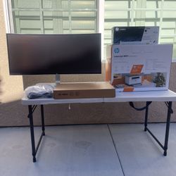 Laptop / Laser Jet Printer/ Ultrawide Monitor 