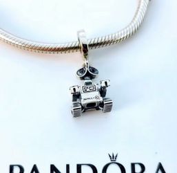 Genuine PANDORA Disney Pixar Wall-E Silver Dangle Charm W/Pouch