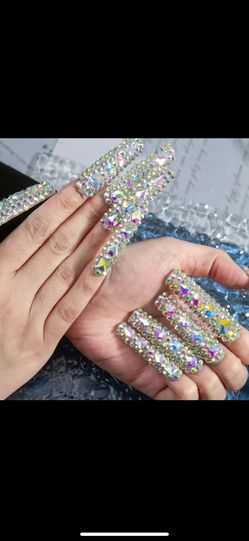 Handmade Acrylic XXL Crystal Press On Nails 