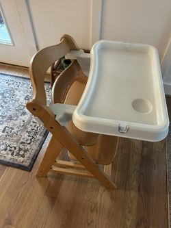Hauck Alpha Wooden High Chair With Add On Tray